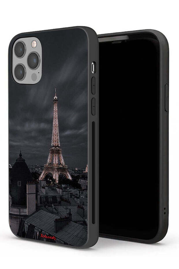 جراب حماية لجهاز Apple iPhone 12 Pro Max بتصميم برج إيفل في الليل
