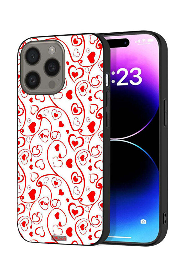 غطاء حماية لجهاز Apple iPhone 15 Pro Max بنقشة قلوب