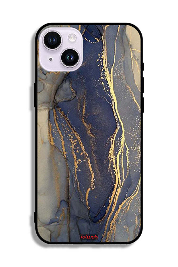 جراب حماية لجهاز Apple iPhone 14 بنمط رخامي لامع - 2