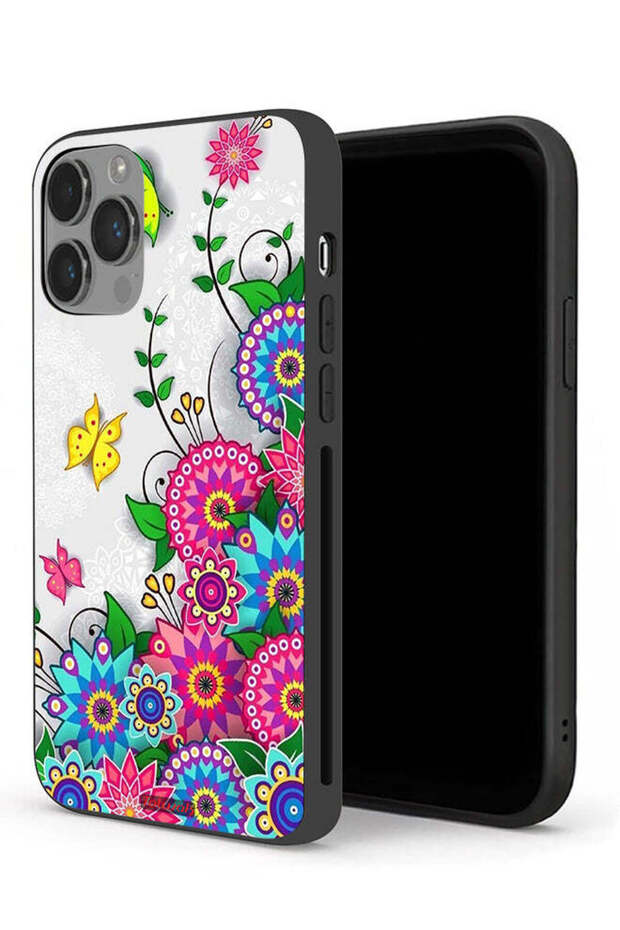 غطاء حماية لجهاز Apple iPhone 14 Pro Max بنقشة زهور ماندالا
