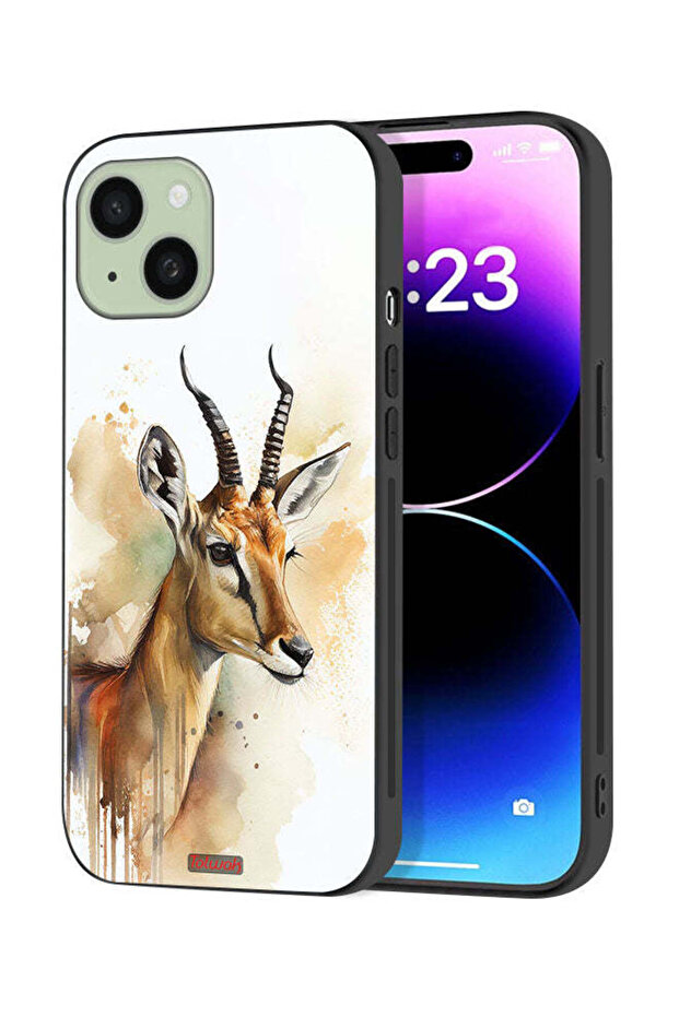 Apple iPhone 15 Plus Protective Case Cover Deer Abstract Art