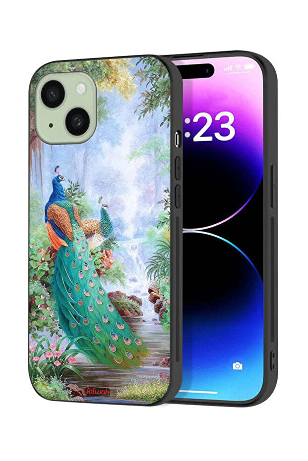 غطاء حماية لجهاز Apple iPhone 15 Plus بتصميم الطاووس