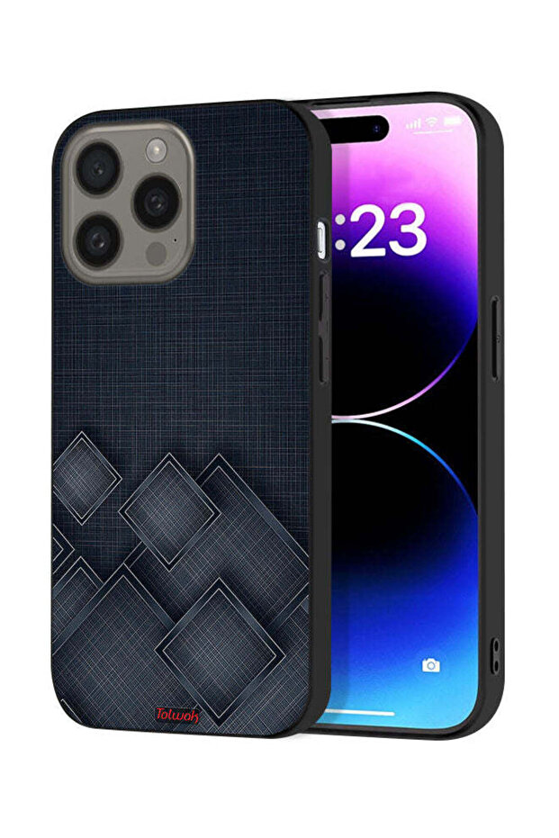 Apple iPhone 15 Pro Protective Case Cover Squares Pattern On Cloth