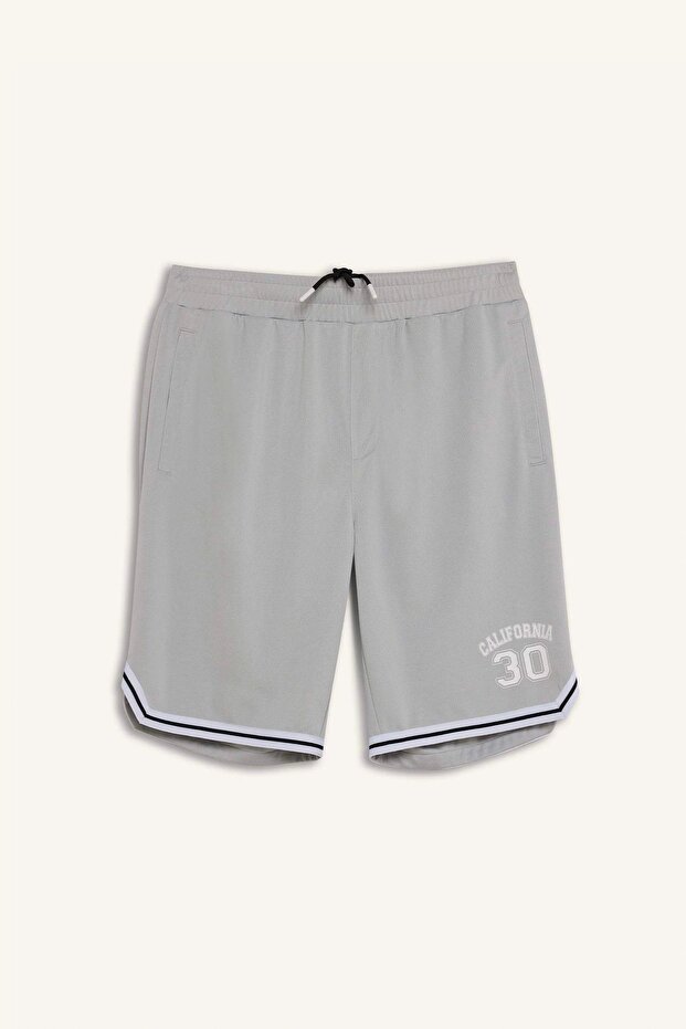 C2419 Gri DeFactoFit Hızlı Kuruyan Standart Fit Sporcu Kısa Paça Şort - 8