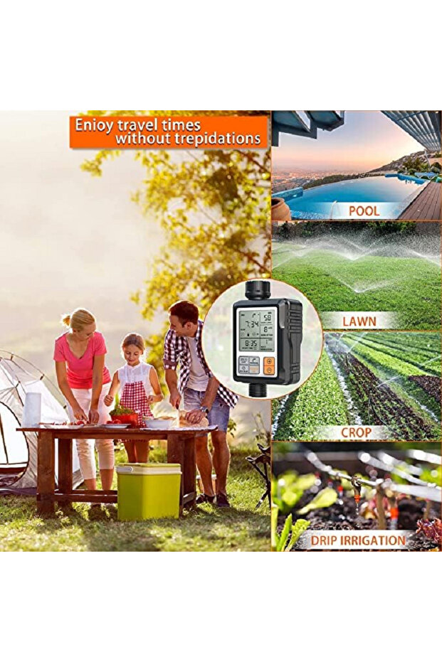 مؤقت ري أوتوماتيكي بشاشة كبيرة باللون الأسود/البرتقالي - 7