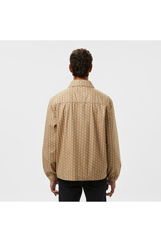 Erkek Loose Fit Monogram Bej Ceket - 3