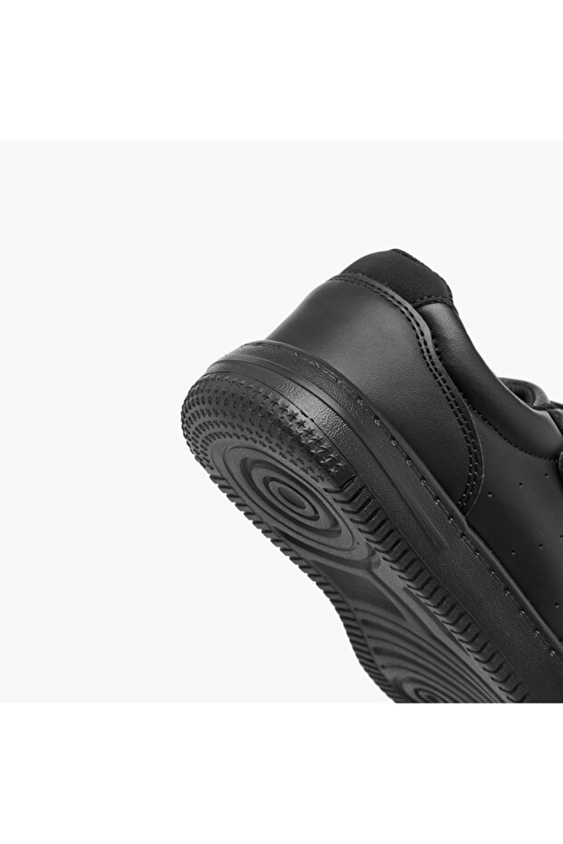 Panelled School Shoes with Hook and Loop Closure - 5