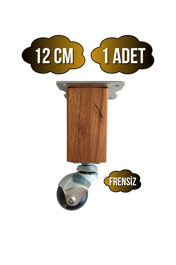 Kale Wooden Ball Wheel Leg Furniture Table Cabinet Wheel Leg (Without Brake)(12cm)(Beech Tree)(1 Pc)