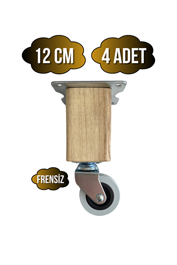 Kale Wooden Wheel Leg Furniture Table Cabinet Wheel Leg (Without Brake)(12cm)(Walnut Tree)(4 Pcs)