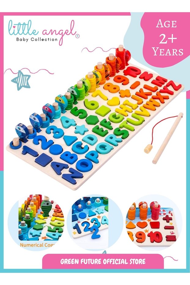 Kids Wooden Learning Puzzle Board 123 Montessori Counting Toy