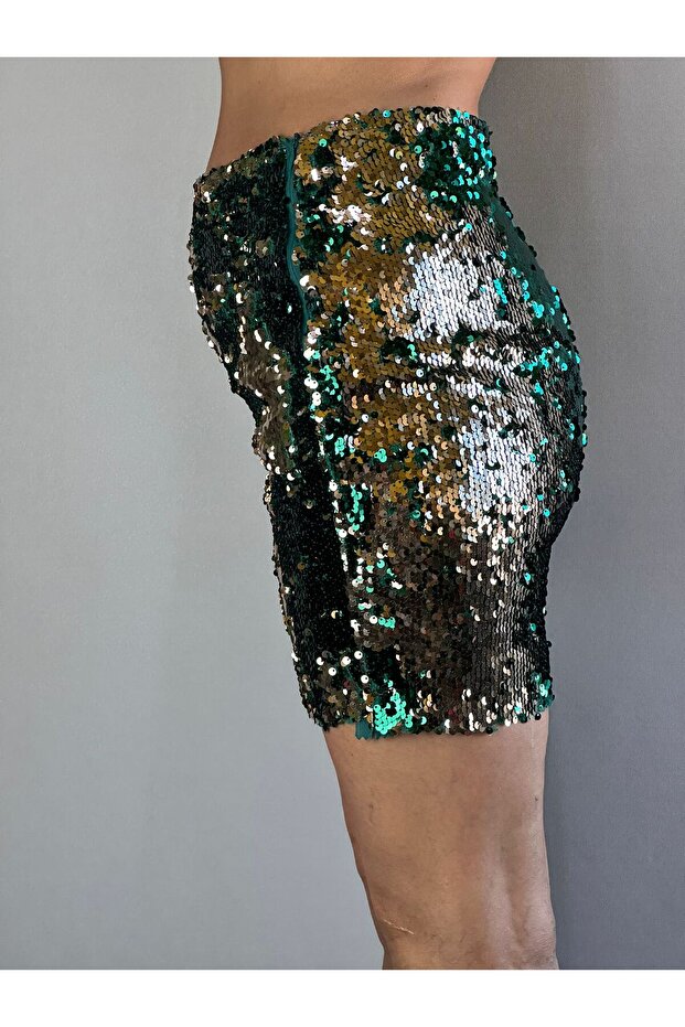 Patterned Sequence Mini Skirt - 2