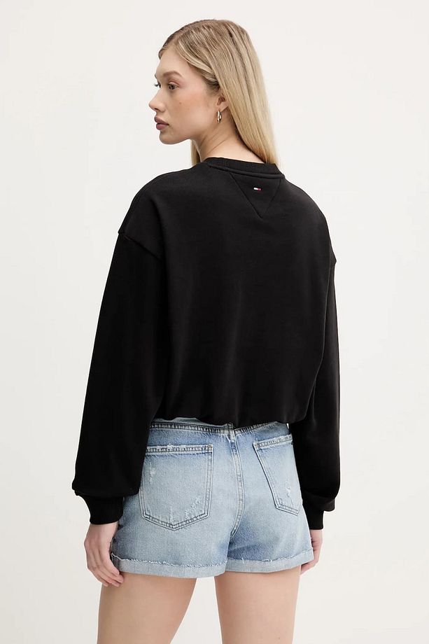 Kadın Crop Script Logolu Sweatshirt - Siyah - 2