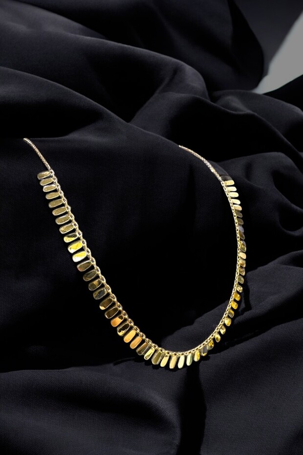 Plaka Pullu Altın Kolye - 3