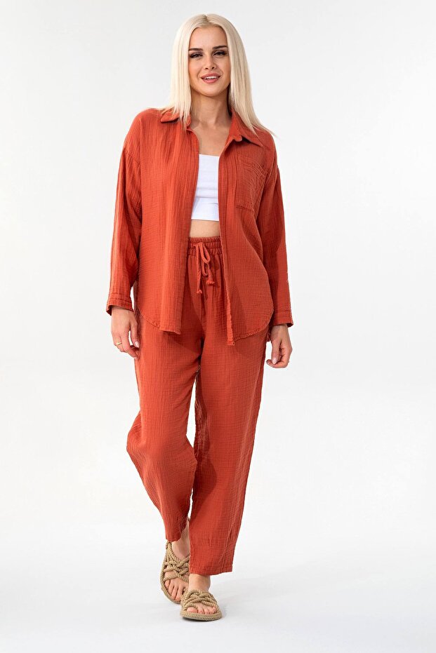 Single Pocket 100% Cotton Muslin Shirt Tile