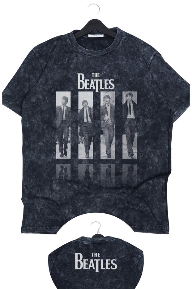 Oversize the Beatles Ense Printed Washable T-Shirt, Unisex Rock Band Themed Retro T-Shirt