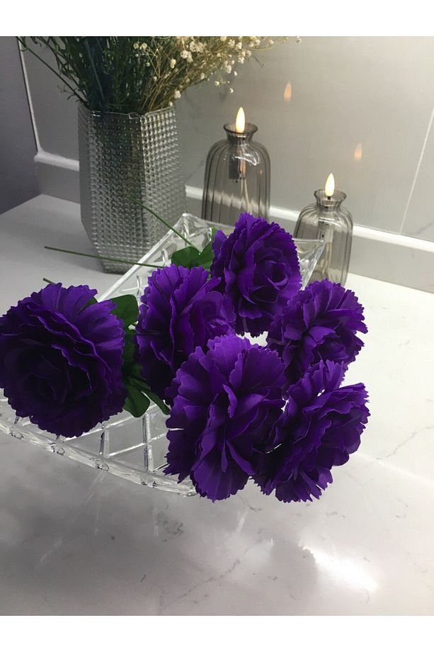 Yapay Çiçek 5 Adet_ 1 Adet Hediye Dal Çiçeği Şakayık# Krizantem #karanfıl -kasımpatı- Gül - 2