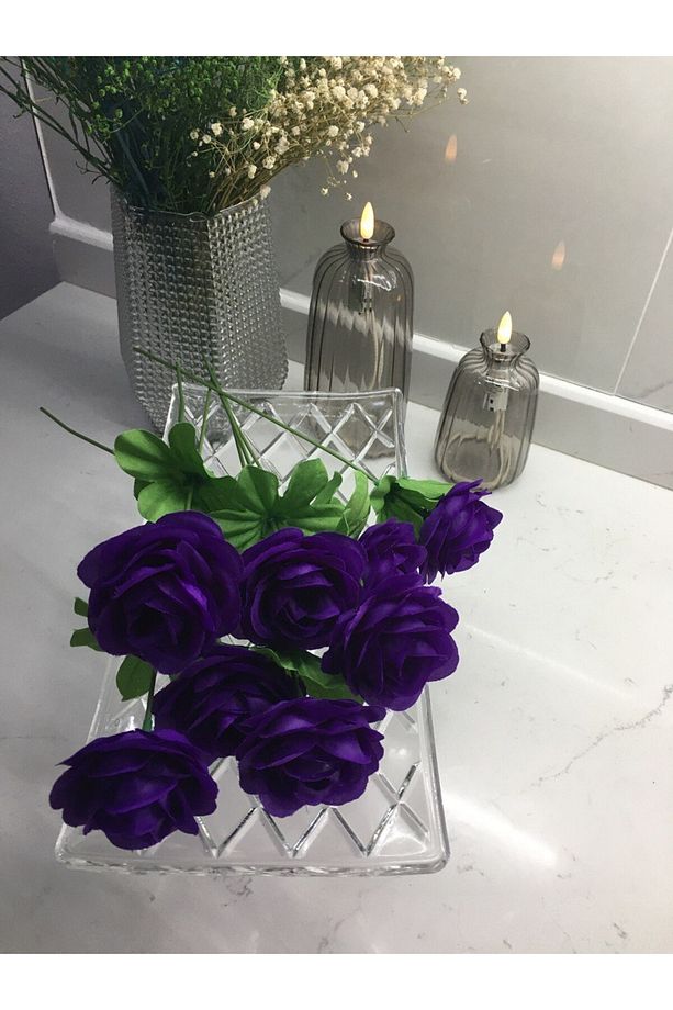 Yapay Çiçek 7 Adet Ve 1 Adet Hediye Dal Çiçeği Gül # Şakayık # Krizantem #karanfıl -kasımpatı- - 2