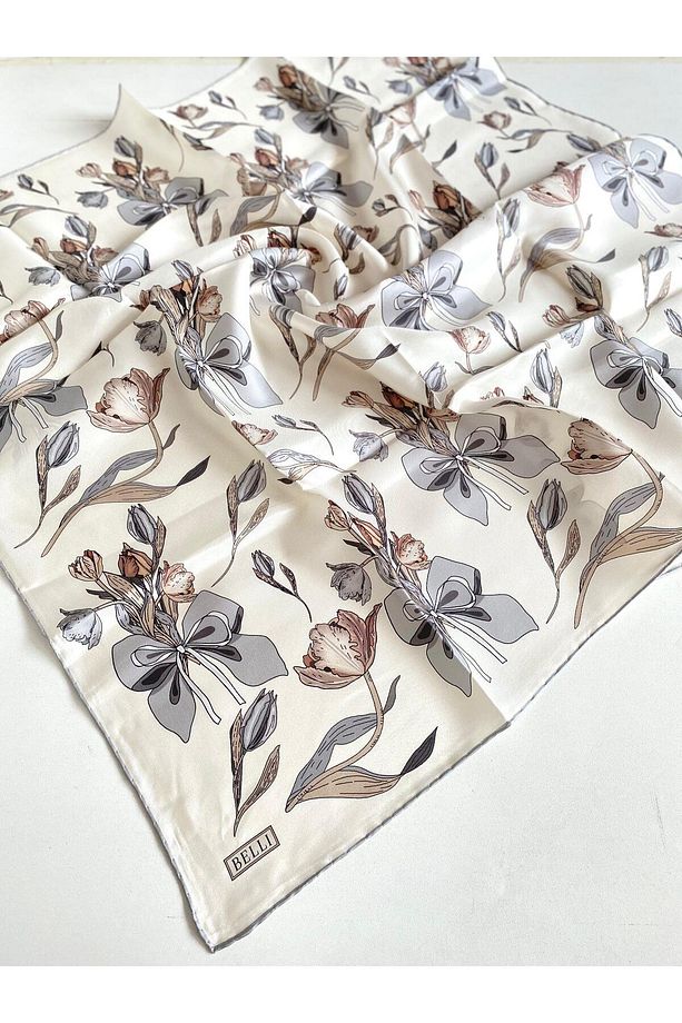 Twill Ipek Eşarp - 4037-85 Krem - 1