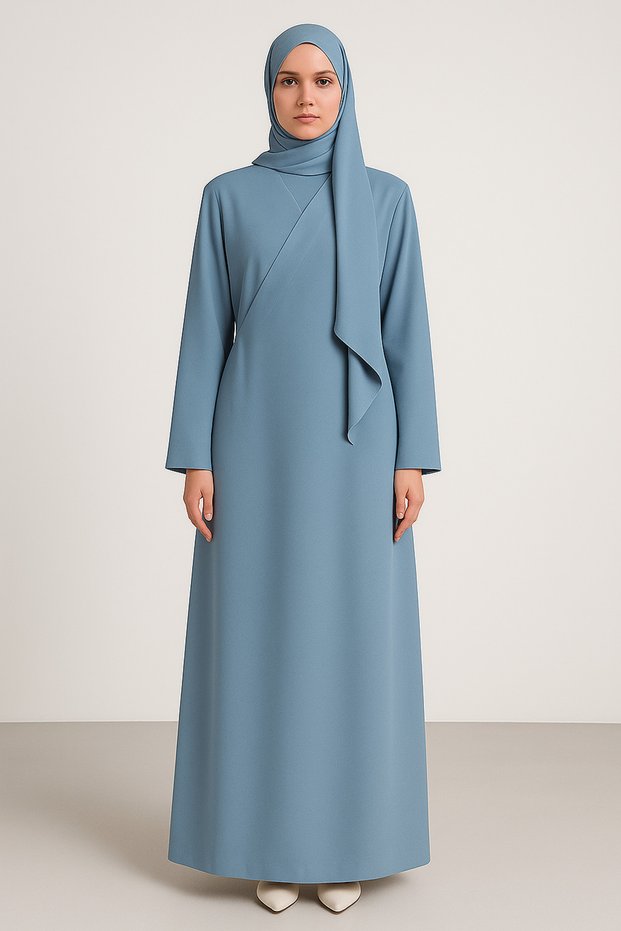 Medina Silk Double Breasted Prayer Dress + Shawl, Silk Dressing Gown, Dowry Prayer Dress, Mevlüt Dress