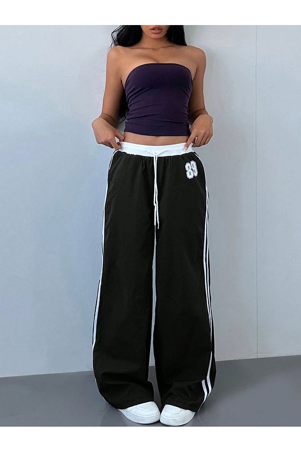 89 Number Oversize Bel İp Detaylı Baggy Eşofman Altı - 2