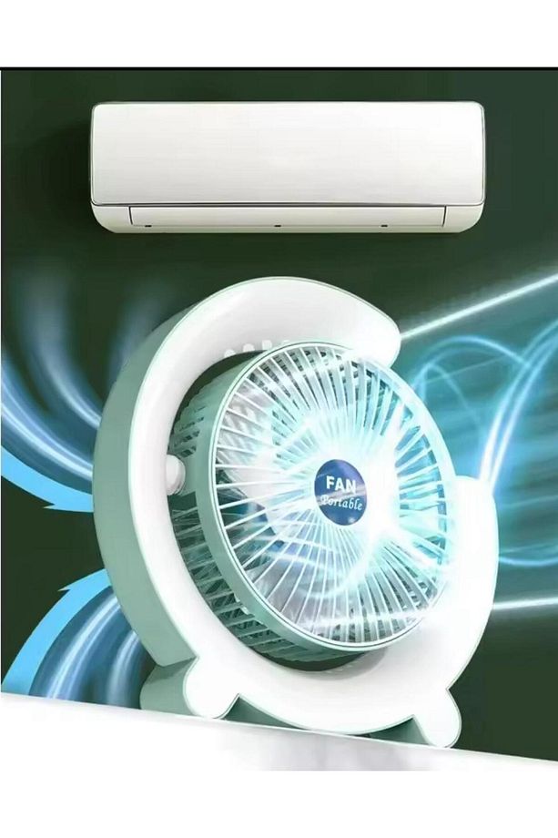 USB Şarj Edilebilir Fan LED 7 Renkli Döner Başlıklı - 4