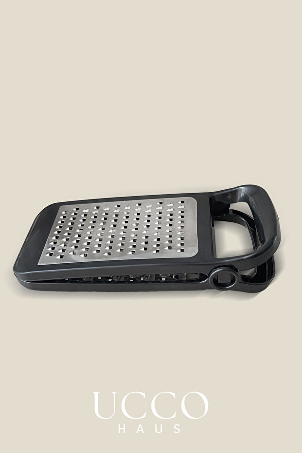 Katlanır Ayaklı Siyah Rende Çift Yüzlü Paslanmaz Çelik Güvenli Kullanım Pratik Mutfak Rendesi - 4