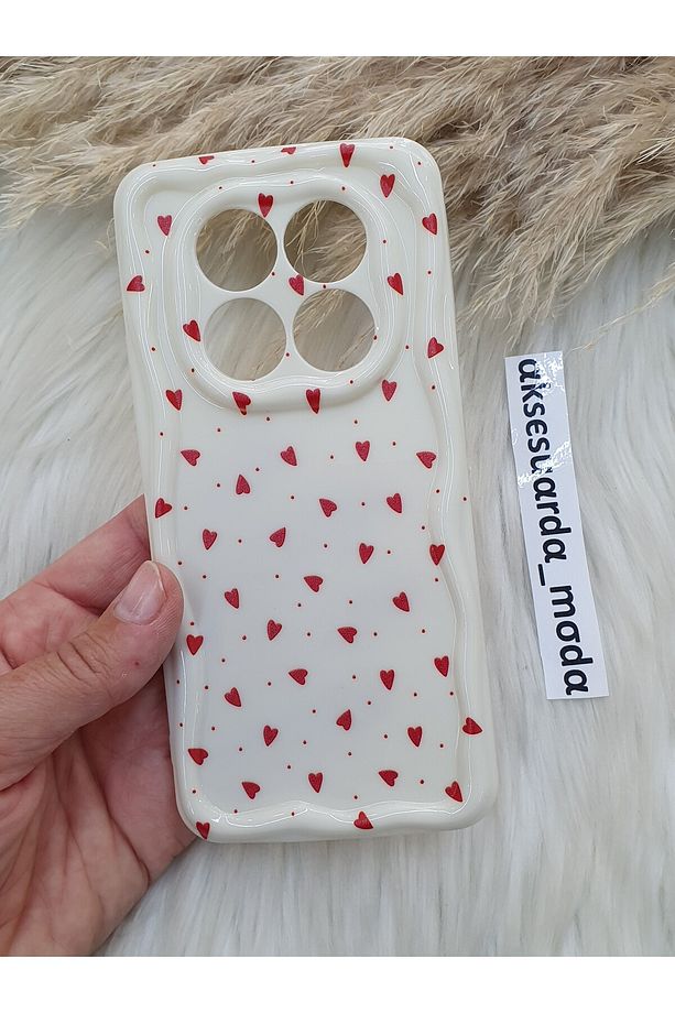 XİAOMİ REDMİ NOTE 14 PRO PLUS 5G UYUMLU KIRMIZI KALPLER BASKILI DESENLİ KILIF - 2