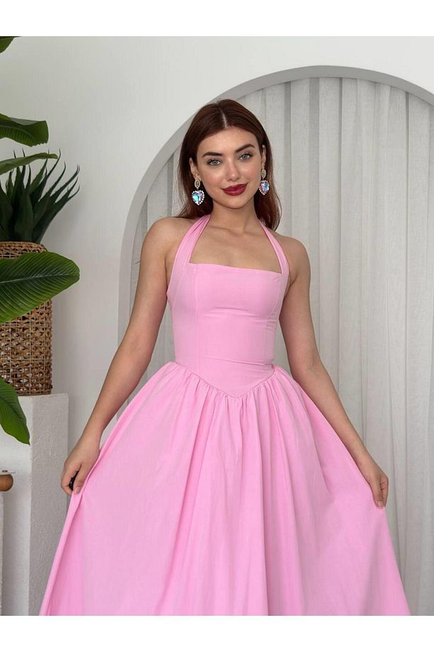 Fedro Poplin Midi Elbise - 2