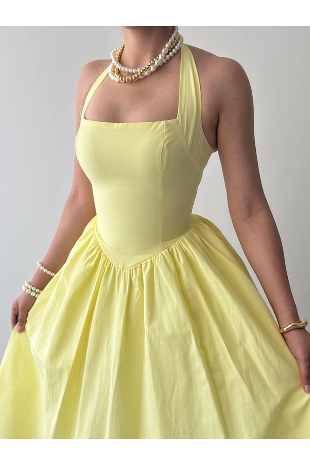 Fedro Poplin Midi Elbise - 2
