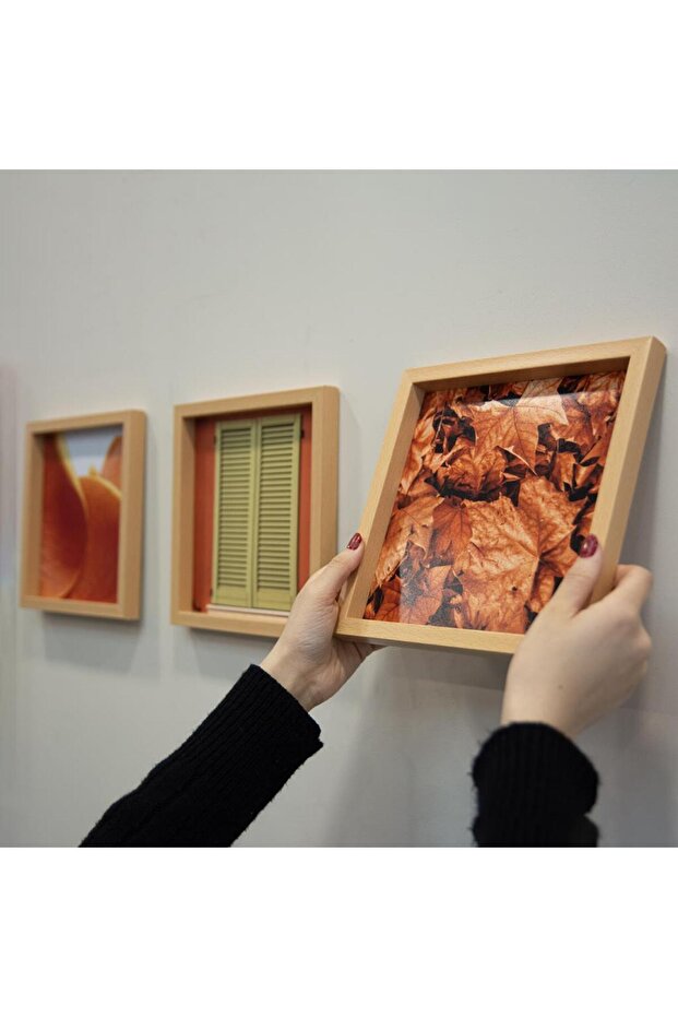 3-Piece Wooden Look Square Plug-In Frame 21X21Cm