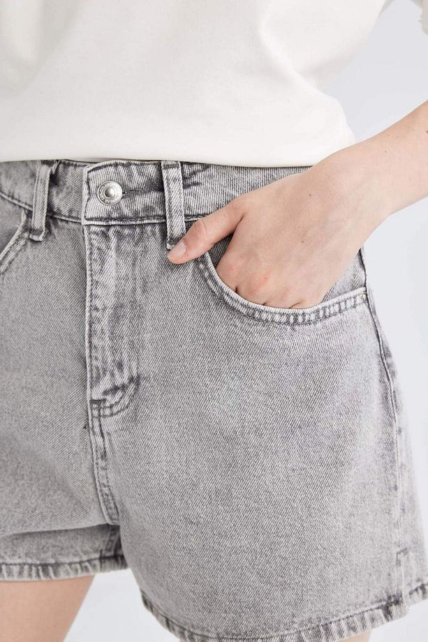 Mom Fit Yüksek Bel Jean Şort C0689AX24HS - 5