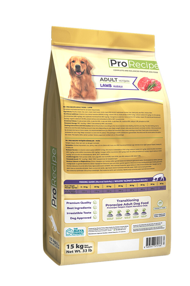 Pro Recipe Kuzu Etli Yetişkin Köpek Maması 15 KG - 2