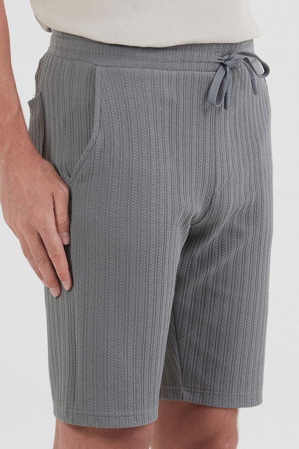 Desenli Beli Lastikli Şort - 5