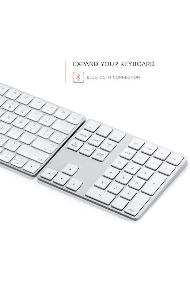 Bluetooth Extended Numeric Keypad - Slim Rechargeable 34-Key Numberpad for M2/M1 MacBook Pro - 3