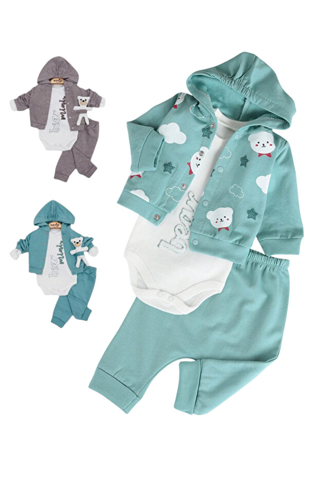 100% Customer Satisfaction Mini Bear Embroidered 3-Piece Male Newborn Hospital Release