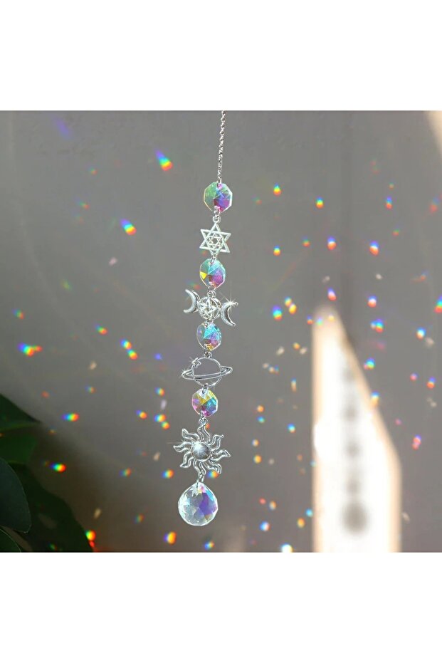 B Crystal Wind Chime Rainbow Maker Sun Catcher Dream Catcher Pendant Home Garden Decor Wind Chime, .