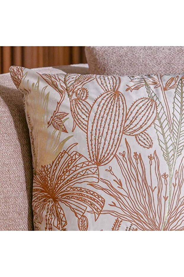 Gleam Floral Velvet Cushion Cover-Multicolor-45x45 cm