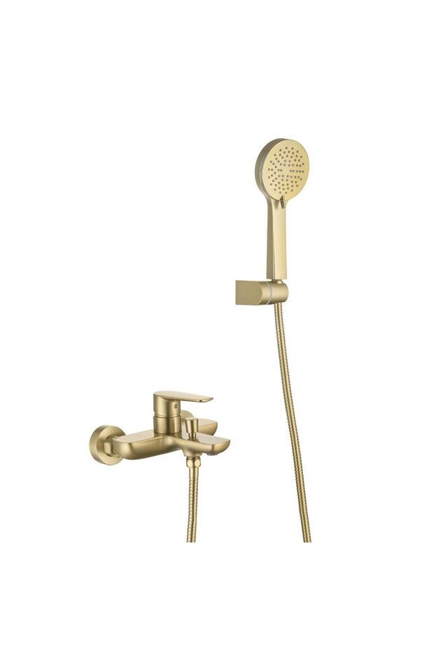Milano Calli Wall Mounted Bath Shower Mixer Set Matt Gold|Brass Shower Mixer-Gold
