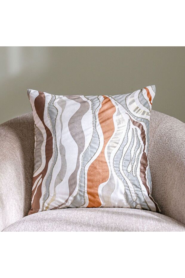 Gleam Oasis Print Velvet Cushion Cover with Foil-Multicolor-45x45 cm