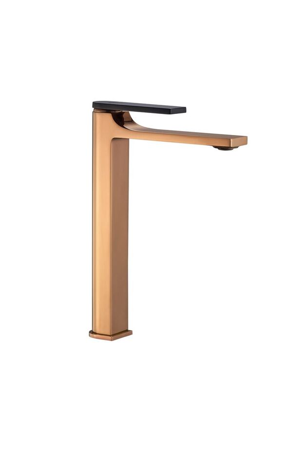 Milano Mila Art Basin Mixer Rose Gold W/Handle Matt Black|Brass Basin Mixer