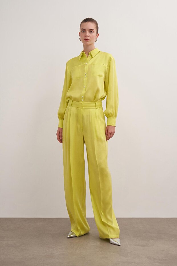 Lyocell Karışımlı Gömlek Limon - 5