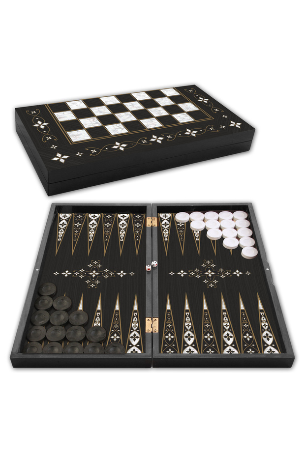 Platinum Backgammon Antique Enamel Large Size - 1