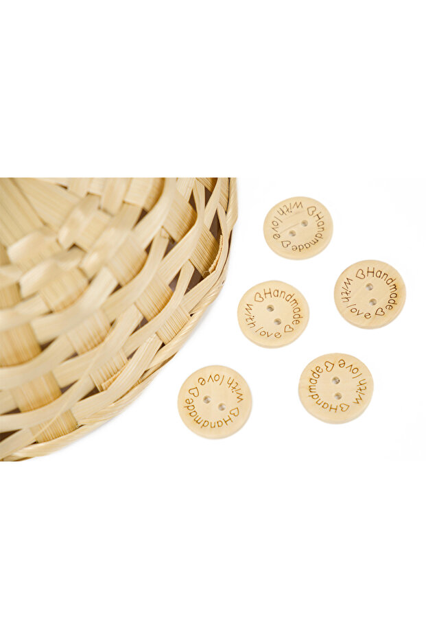 Patterned Wooden Button Small Size 293 - 1