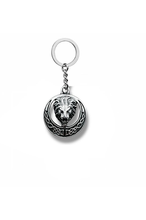 Lion's Emblem - Metal Lion Head Circle L Women Men Metal Keychain