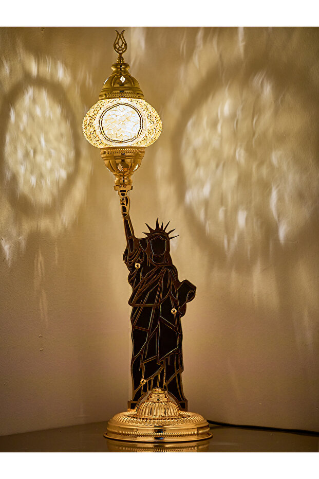 Decorative Table Lamp with Mosaic Stones - Statue of Liberty Design
