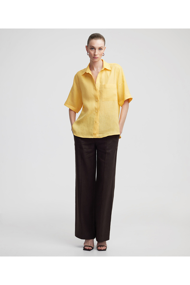 Tek cepli keten gömlek - 5