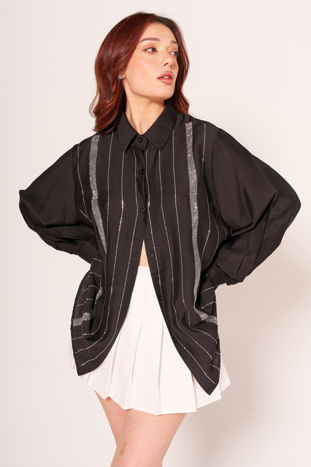 Şerit Taş Baskılı Gömlek - 1