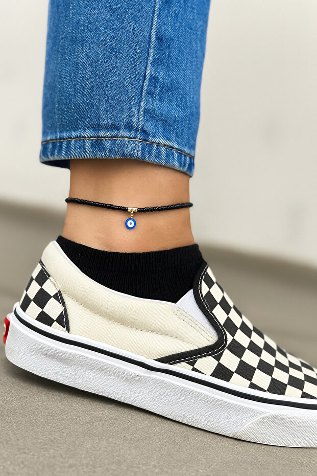 Black Evil Eye Beaded Anklet