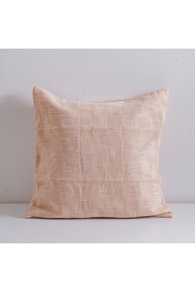 Gleam Dyed Woven Cushion Cover - Peach - 45x45 cm | Cotton Couch Pillow Cover