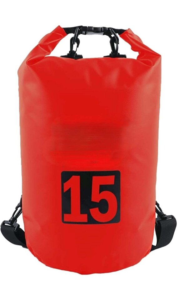 15L Red Double-Strap Waterproof Outdoor Sport PVC Bag